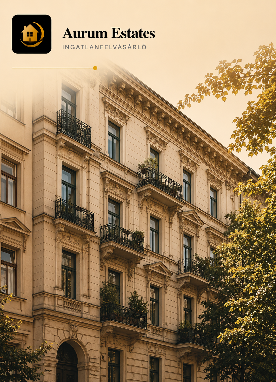 Budapesti társasház homlokzata – ingatlanfelvásárlás